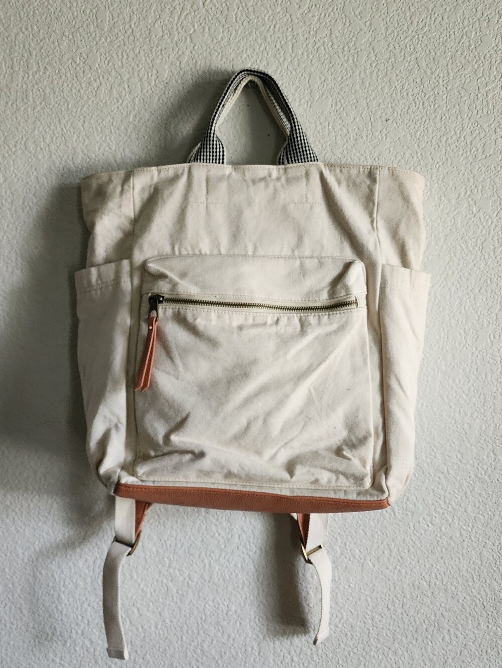 Universal Thread Utility Cream Canvas Tote Backpack Bag